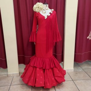Vestido Flamenca ROSALEDA BRILLO Rojo Combinado