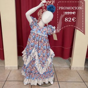 Vestido Flamenca MARGARITA Estampado Azul