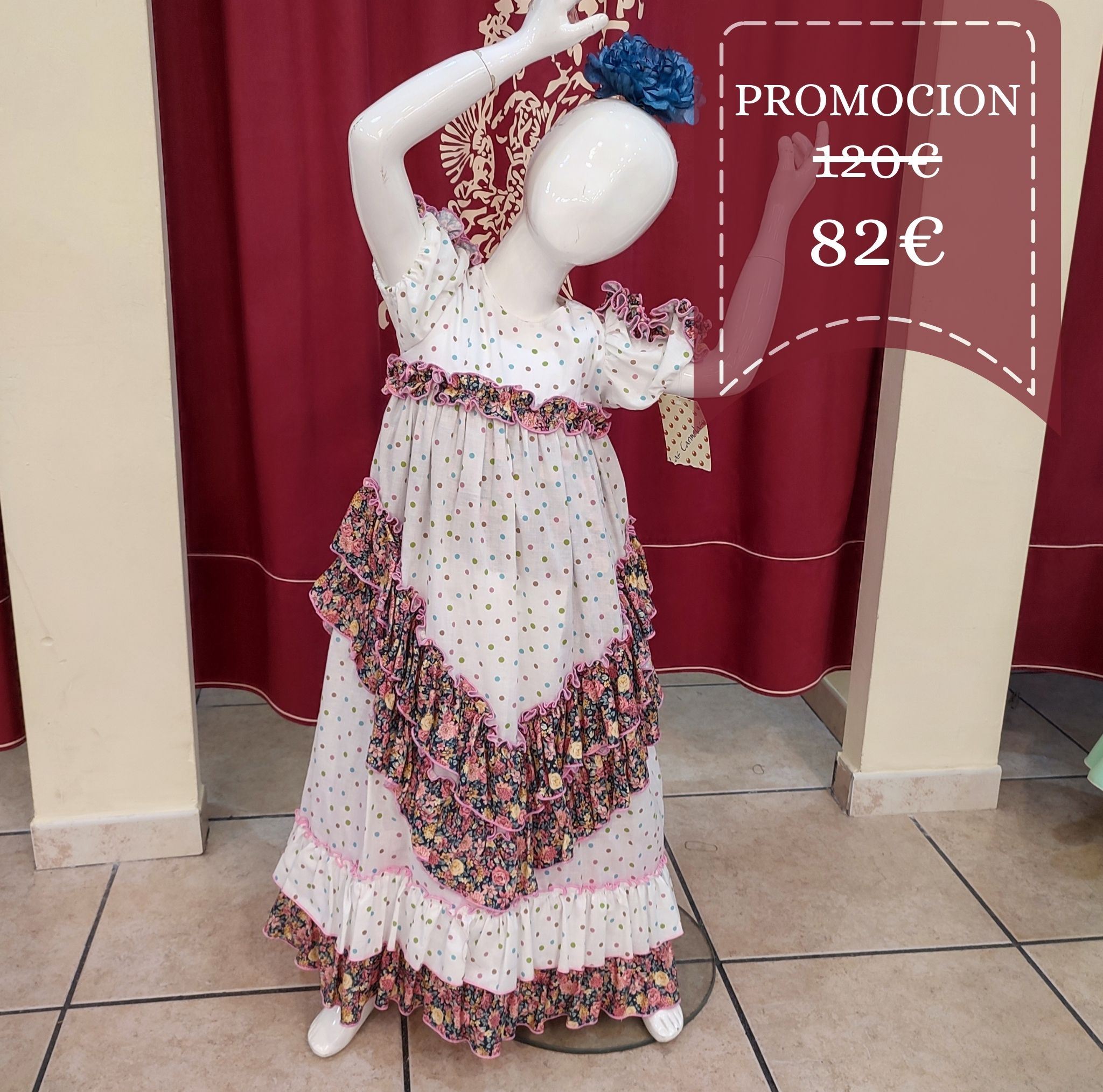 Vestido Flamenca MARGARITA Beige Lunar Multicolor