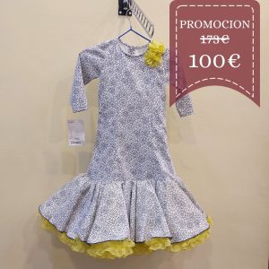 Vestido Flamenca Niña LOLA Estampado Blanco-Marino