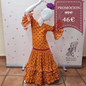 Vestido Flamenca Niña MARIA DE LA O Naranja Lunar Buganvilla