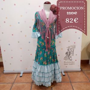 Vestido Flamenca Niña MARIA DE LA O Estampado Aguamarina