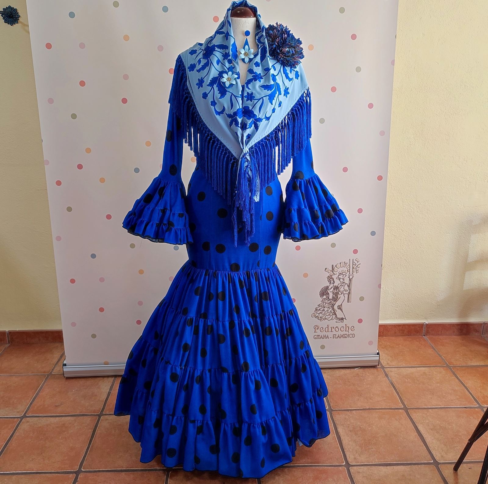 Vestido Flamenca AJOLI Azulon Lunar Negro - Imagen 2