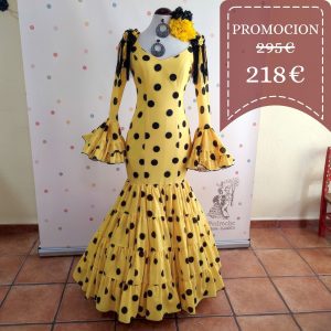 Vestido Flamenca AJOLI Amarillo Lunar Negro