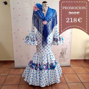 Vestido Flamenca DUQUELAS Blanco Lunar Azulon