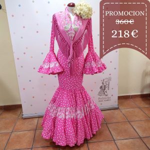 Vestido Flamenca DUQUELAS Fucsia Lunar Beige