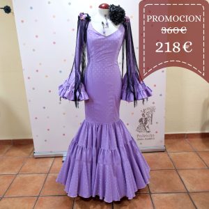 Vestido Flamenca DUQUELAS Brillo Malva Lunar Pequeño