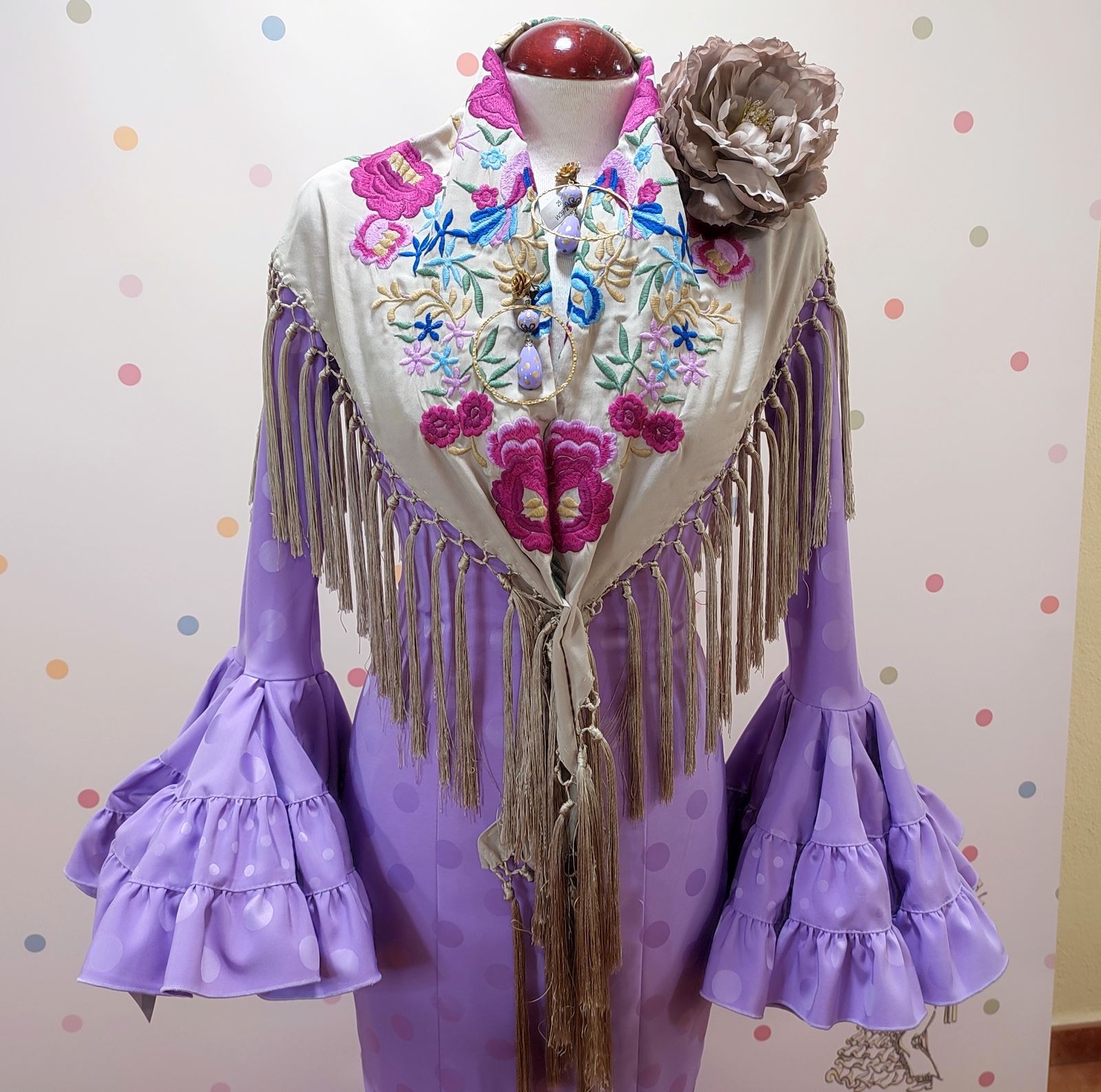 Vestido Flamenca DUQUELAS Brillo Malva Lunar Medio - Imagen 3