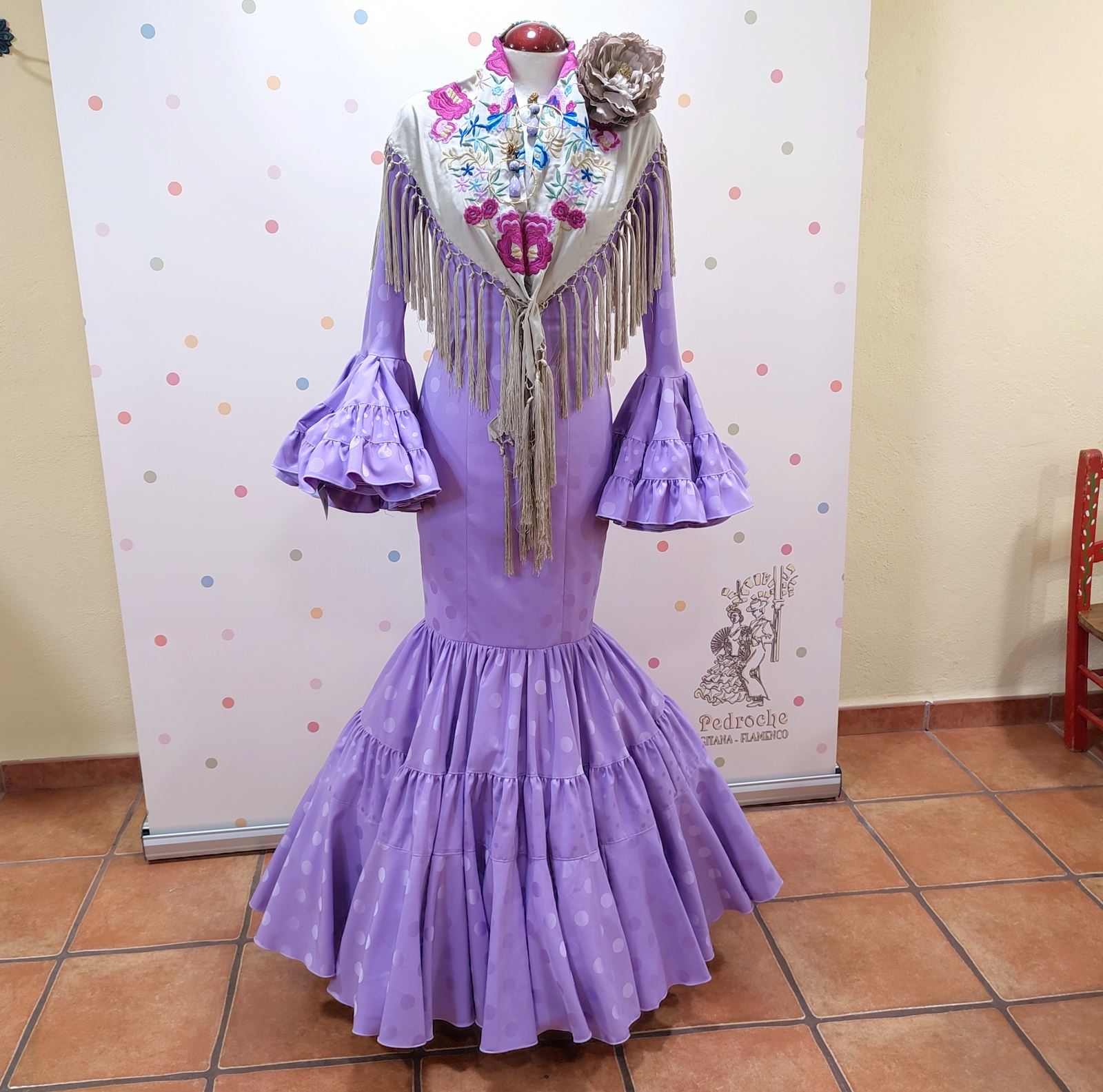 Vestido Flamenca DUQUELAS Brillo Malva Lunar Medio - Imagen 2