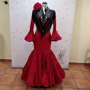 Vestido Flamenca SELENA Rojo Lunar Negro