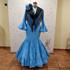 Vestido Flamenca SELENA Celeste Lunar Negro